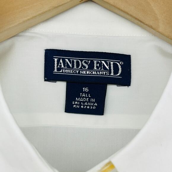 LANDS END Shirt Womens 16 Tall Poplin Button Up Long Sleeve Cotton White NEW - Picture 5 of 12